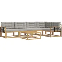 vidaXL Buiten bank set 6 st Wit en Lichtgrijs Polyester