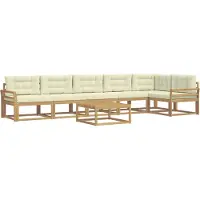 vidaXL Buiten bank set 7 st Wit en crèmekleurig Polyester