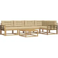 vidaXL Buiten bank set 6 st Wit en Beige Polyester