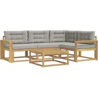 vidaXL Buiten bank set 5 st Wit en Lichtgrijs Polyester
