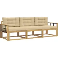 vidaXL Buiten bank set 3 st Wit en Beige Polyester