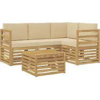 vidaXL Buiten bank set 5 pcs Wit en Beige 59 x 59 x 37 cm Polyester