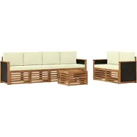 vidaXL Buiten bank set 7 st Natuurlijk en Crème Massief Acacia Hout