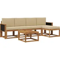 vidaXL Buiten bank set 6 st Natuurlijk en Beige Polyester