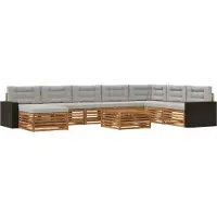 vidaXL Buiten bank set 9 st Naturel en lichtgrijs Massief Acacia Hout