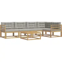 vidaXL Buiten bank set 6 st Wit en Lichtgrijs Polyester