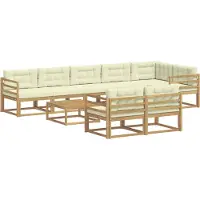 vidaXL Buiten bank set 9 st Wit en crèmekleurig Polyester