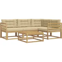 vidaXL Buiten bank set 5 st Wit en Beige Polyester