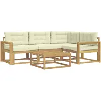 vidaXL Buiten bank set 5 st Wit en crèmekleurig Polyester