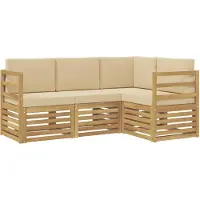vidaXL Buiten bank set 4 st Wit en Beige Polyester
