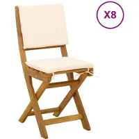 vidaXL Bistrostoelen voor buiten 8 st Crèmewit Massief Acacia Hout