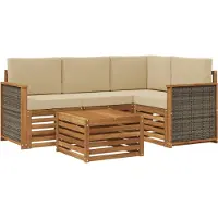 vidaXL Buiten bank set 5 st Natuurlijk en Beige Polyester