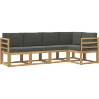 vidaXL Buiten bank set met kussen 5 pcs Wit en antracietkleurig