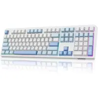 EPOMAKER TH108 - Full Size Mechanisch Toetsenbord - 100% Layout - Tri-Mode Draadloos - 8000mAh Batterij - Gasket Mount - Hot-Swap - RGB Backlight - PBT Keycaps - Wit/Blauw