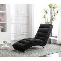 MODFU - Relaxligstoel - Vibratiefunctie En Zijvak - Modern - Voor Woonkamer - Linnen - Zwart - 55 X 148 X 84 Cm