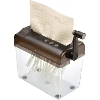 Mira Papierversnipperaar voor Thuis - Papiervernietiger - Versnipperaar - Handmatig - Draagbaar -Bruin/Transparant - ‎15cm x 19cm x 11cm