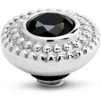 Melano Twisted Crystal Bali Steentje Black | Zilver
