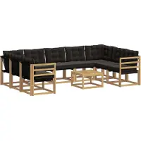 vidaXL Buiten bank set 10 st Wit en zwart