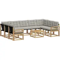 vidaXL Buiten bank set 10 st Wit en Lichtgrijs