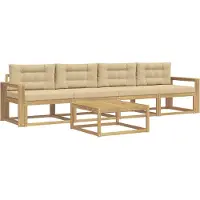 vidaXL Buiten bank set 4 st Wit en Beige