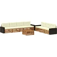 vidaXL Buiten bank set 8 st Natuurlijk en Crème Polyester