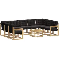 vidaXL Buiten bank set 10 st Wit en zwart