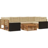 vidaXL Buiten bank set 7 st Natuurlijk en Beige Polyester