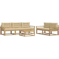 vidaXL Buiten bank set 6 st Wit en Beige