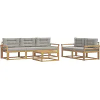 vidaXL Buiten bank set 6 st Wit en Lichtgrijs