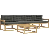 vidaXL Buiten bank set 4 st Wit en antracietkleurig
