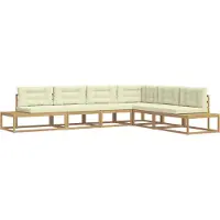 vidaXL Buiten bank set 6 st Wit en crèmekleurig Polyester