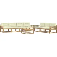 vidaXL Buiten bank set 7 st Wit en crèmekleurig