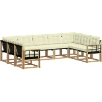 vidaXL Buiten bank set 9 st Wit en crèmekleurig