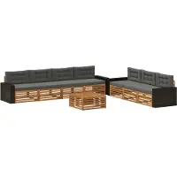 vidaXL Buiten bank set 8 st Natuurlijk en Antraciet Polyester