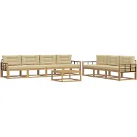 vidaXL Tuinset met 7 zitplaatsen, wit en beige