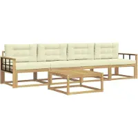 vidaXL Buiten bank set 4 st Wit en crèmekleurig
