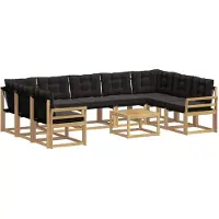 vidaXL Buiten bank set 10 st Wit en zwart