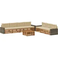 vidaXL Buiten bank set 8 st Natuurlijk en Beige Polyester