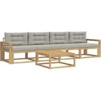 vidaXL Buiten bank set 4 st Wit en Lichtgrijs