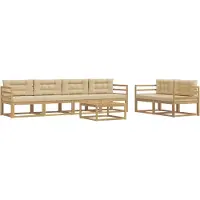 vidaXL Buiten bank set 6 st Wit en Beige