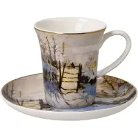 Goebel - Claude Monet | Kop en schotel Espresso De ekster | Porselein - 100ml - 2 stuks