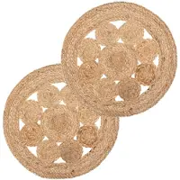 Atmosphera Tafel Placemat - Set van 12x stuks - jute naturel - rond - Dia 38 cm - Onderleggers