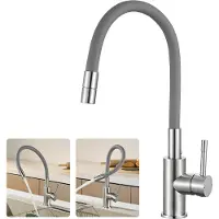 CECIPA MAX Keukenkraan - 360° Vervormbaar - 2 Straalstanden - 304 RVS - Keramische Cartouche - koud en warm water - Gebürstet/Grijs