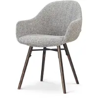 Nolon Nena-Mae Eetkamerstoel Grijs Blend - Walnoot Houten Onderstel - Stoffen - Armstoel - Japandi - Comfortabel