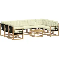 vidaXL Buiten bank set 10 st Wit en crèmekleurig