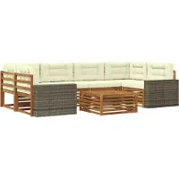 vidaXL Buiten bank set 7 st Natuurlijk en Crème Polyester
