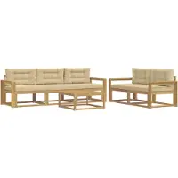 vidaXL Buiten bank set 6 st Wit en Beige