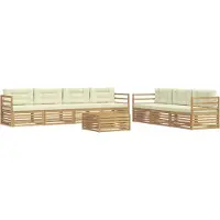 vidaXL Buiten bank set 8 st Wit en crèmekleurig Polyester