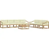vidaXL Buiten bank set 7 st Wit en crèmekleurig