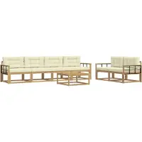 vidaXL Buiten bank set 6 st Wit en crèmekleurig